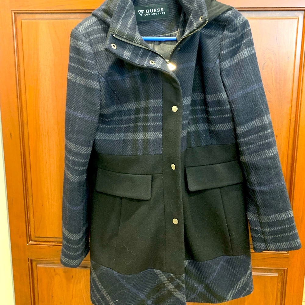Guess hooded plaid jacket